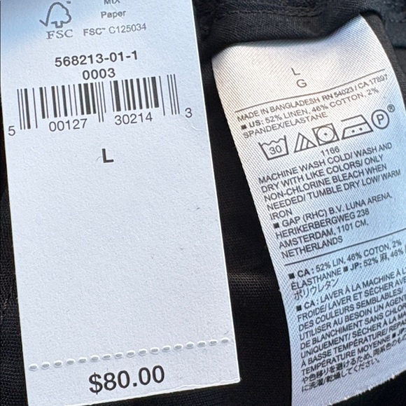 NWT Banana Republic Wide Leg Linen Blend Crop Pull On Black Pant Sz L (#568213) - Picture 6 of 8